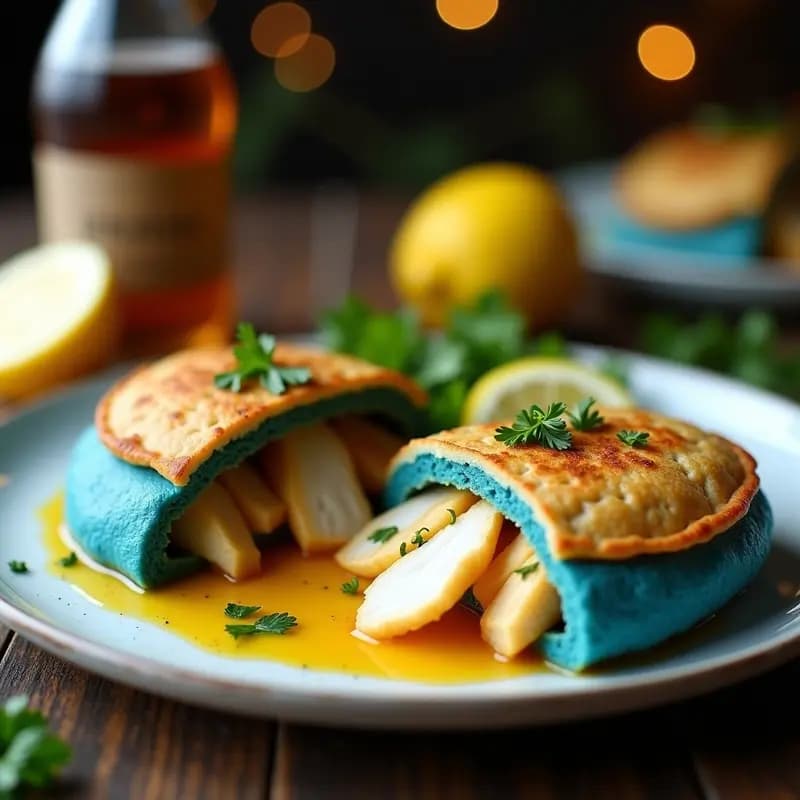 Arepa de Harina de Maíz Azul Rellena de Pescado al Ajillo: Receta Venezolana en Airfryer