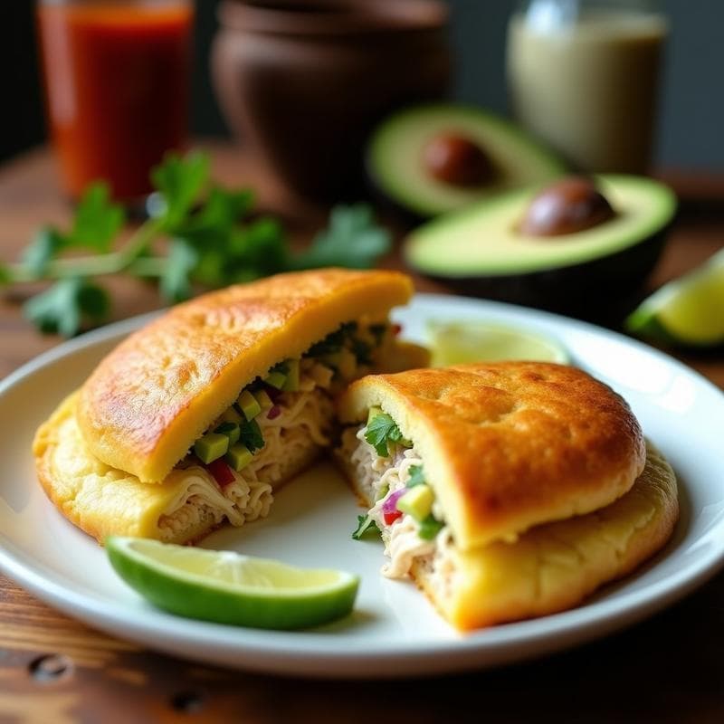Arepa de Harina de Yuca con Relleno de Aguacate y Pollo: Receta Colombiana en Airfryer
