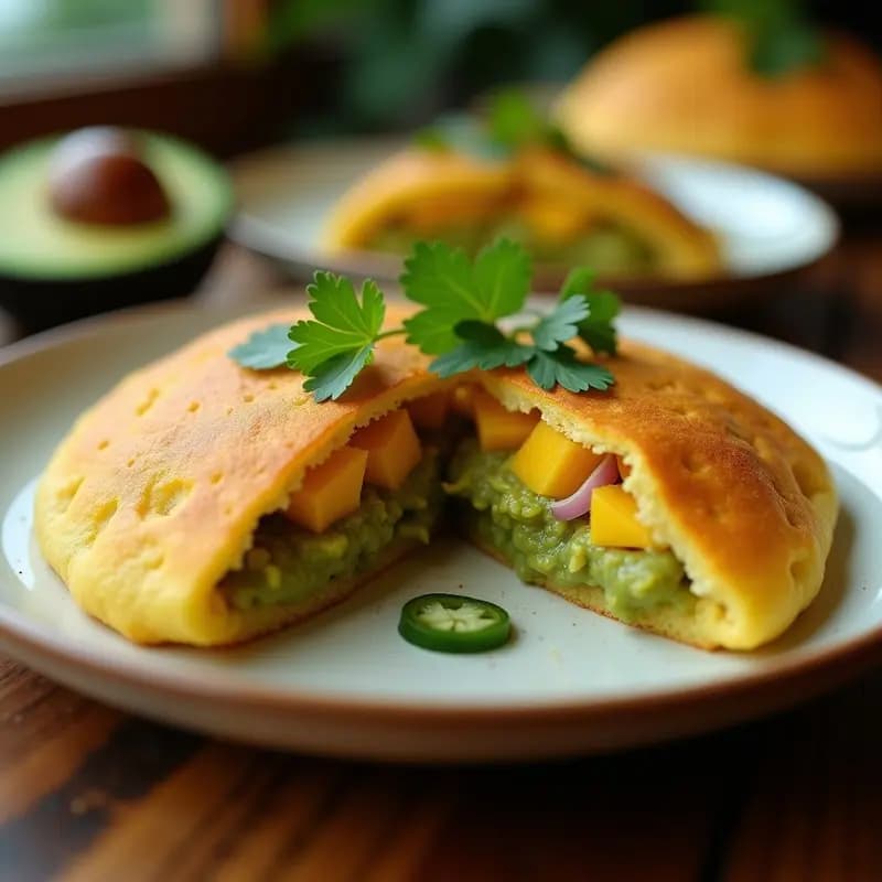 Arepa de Harina de Yuca con Guacamole de Mango: Desayuno Colombiano Sin Gluten