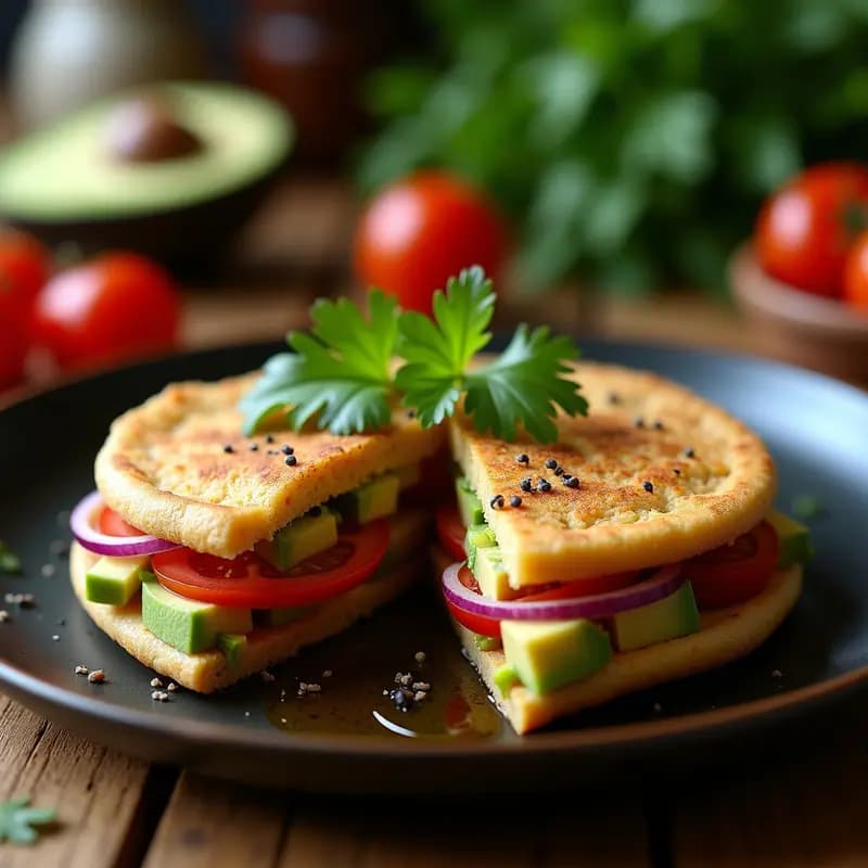 Arepa de Harina de Lentejas Rellenas de Aguacate y Tomate: Receta Venezolana Sin Gluten y Vegana