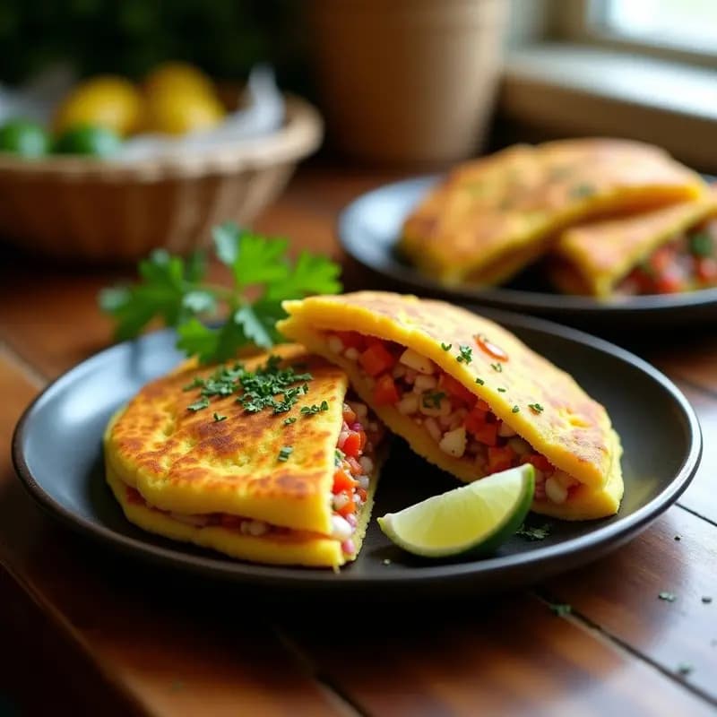 Arepa de Maíz Amarillo con Pabello de Pescado: Receta Venezolana de Costa