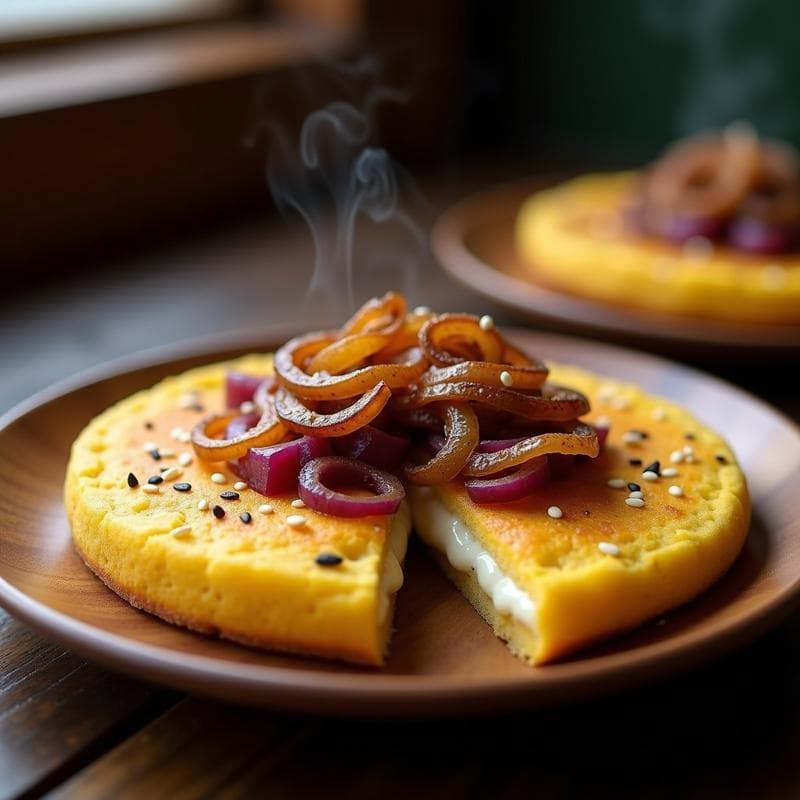 Arepa de Maíz Amarillo con Queso de Cabra y Mermelada de Higo: Receta Colombiana Dulce-Salada