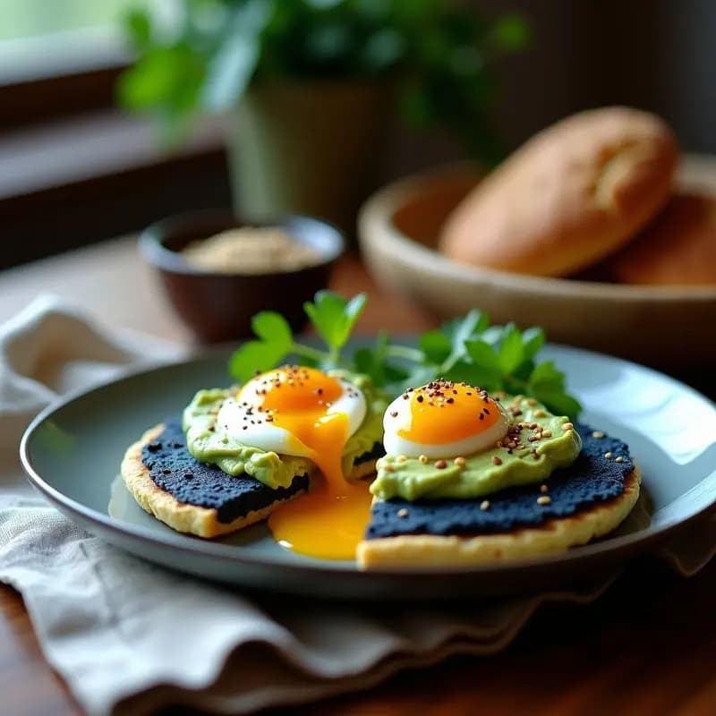 Arepa de Maíz Azul con Aguacate y Huevos pochados: Receta Venezolana para Brunch