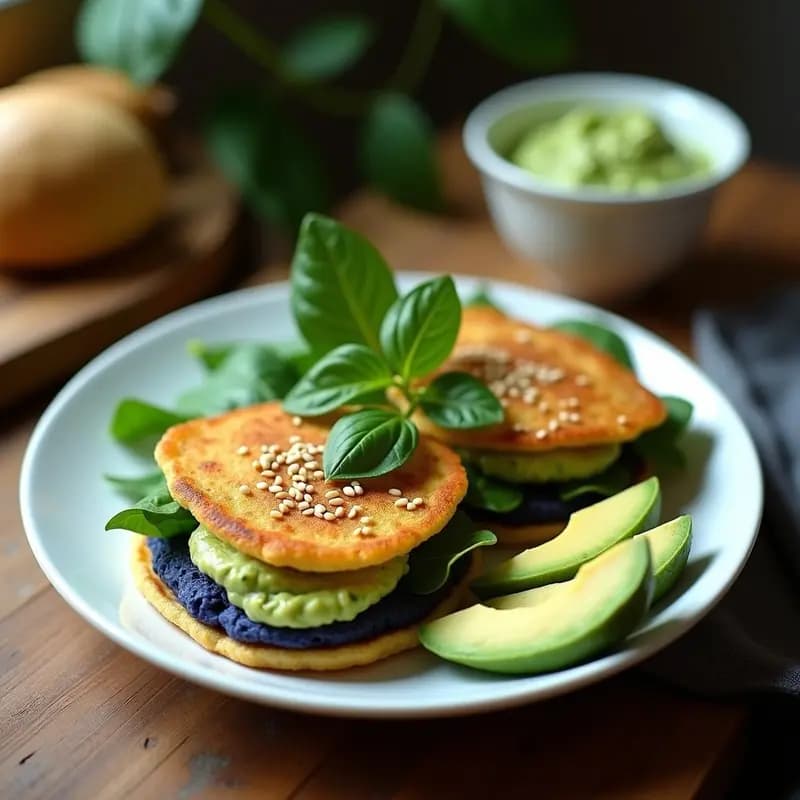 Arepa de Maíz Azul con Guasacaca y Aguacate: Desayuno Colombiano Antioxidante en 10 Minutos