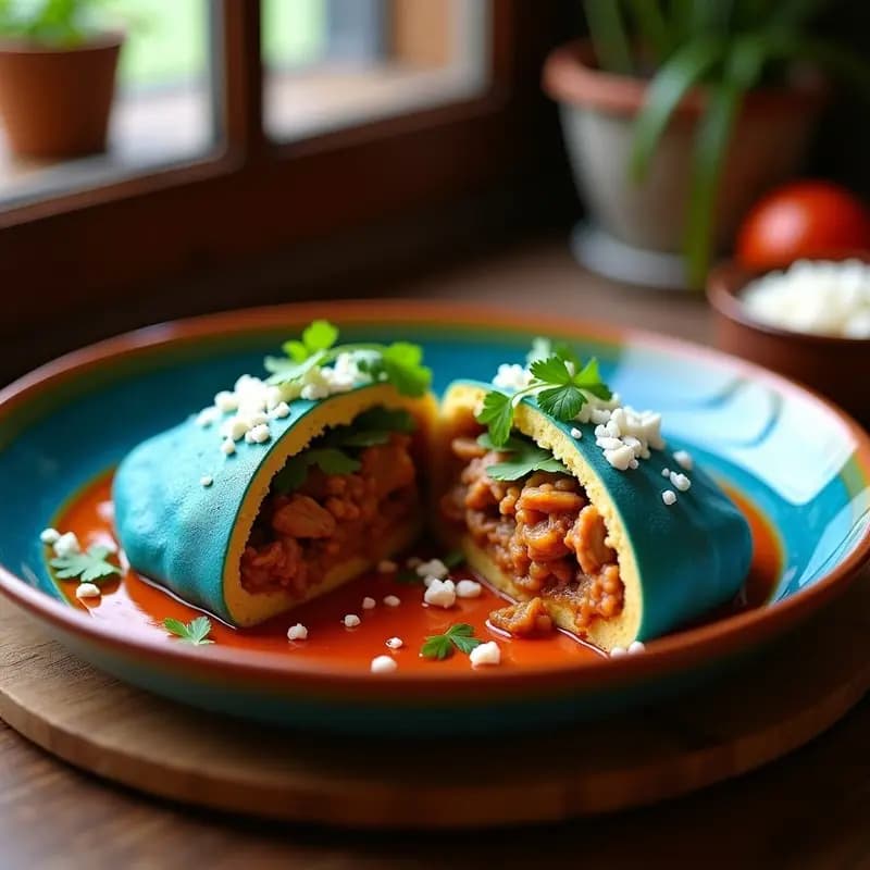 Arepa de Maíz Azul Rellena de Pernil de Cerdo Desmenuzado: Receta Colombiano-Venezolana Festiva