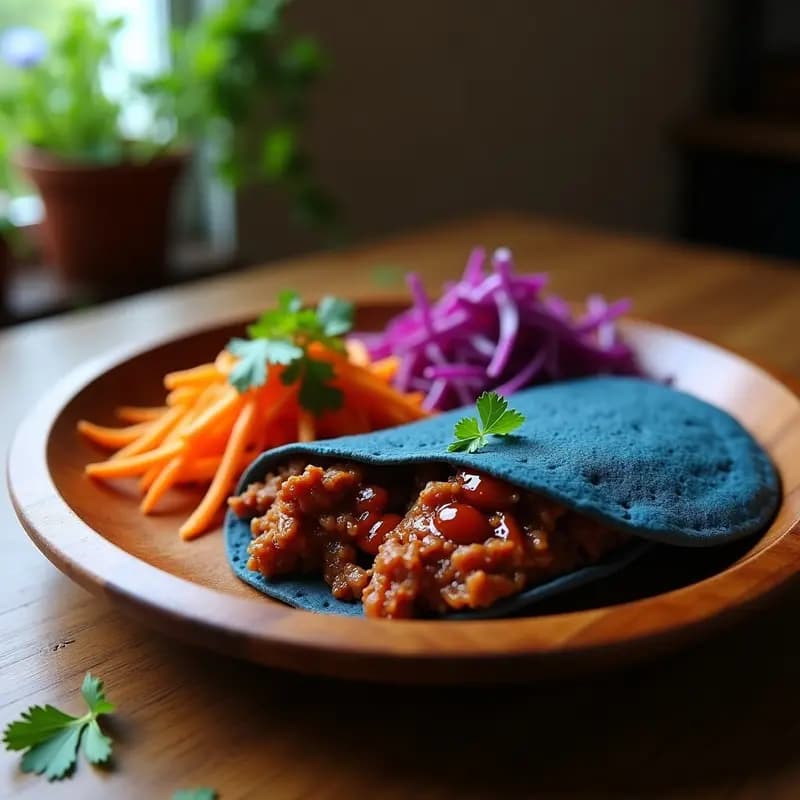 Arepa de Maíz Azul con Pulled Pork y Ensalada de Repollo Morado: Receta Colombiana Fusion