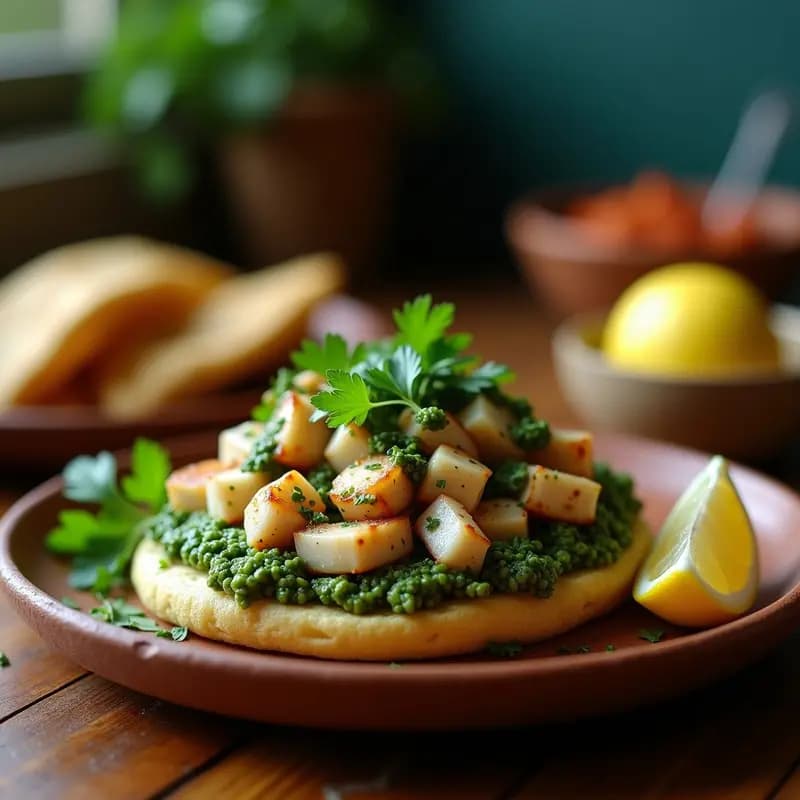 Arepa de Maíz Azul con Relleno de Pulpo y Chimichurri: Receta Venezolana Gourmet