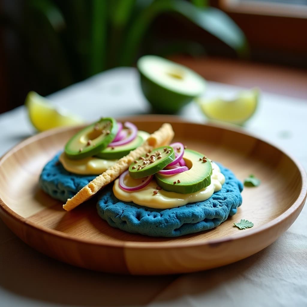 Arepa de Maíz Azul y Queso de Cashew: Receta Venezolana Vegana y Colorida