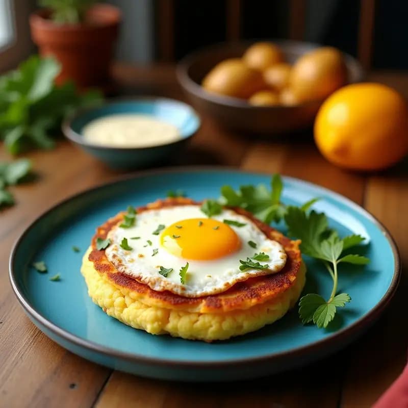 Arepa de Maíz Azul con Queso Costeño y Huevo Frito: Desayuno Colombiano Tradicional en 15 Minutos