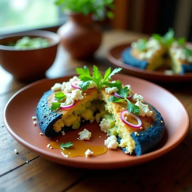 Arepa de Maíz Azul con Queso Feta y Aguacate: Receta Colombiana-Venezolana Gourmet