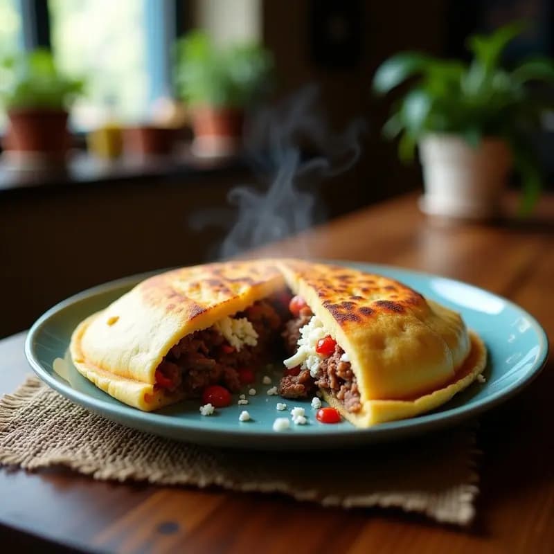 Arepa de Maíz Azul con Relleno de Queso Fresco y Pabello: Receta Venezolana Crujiente