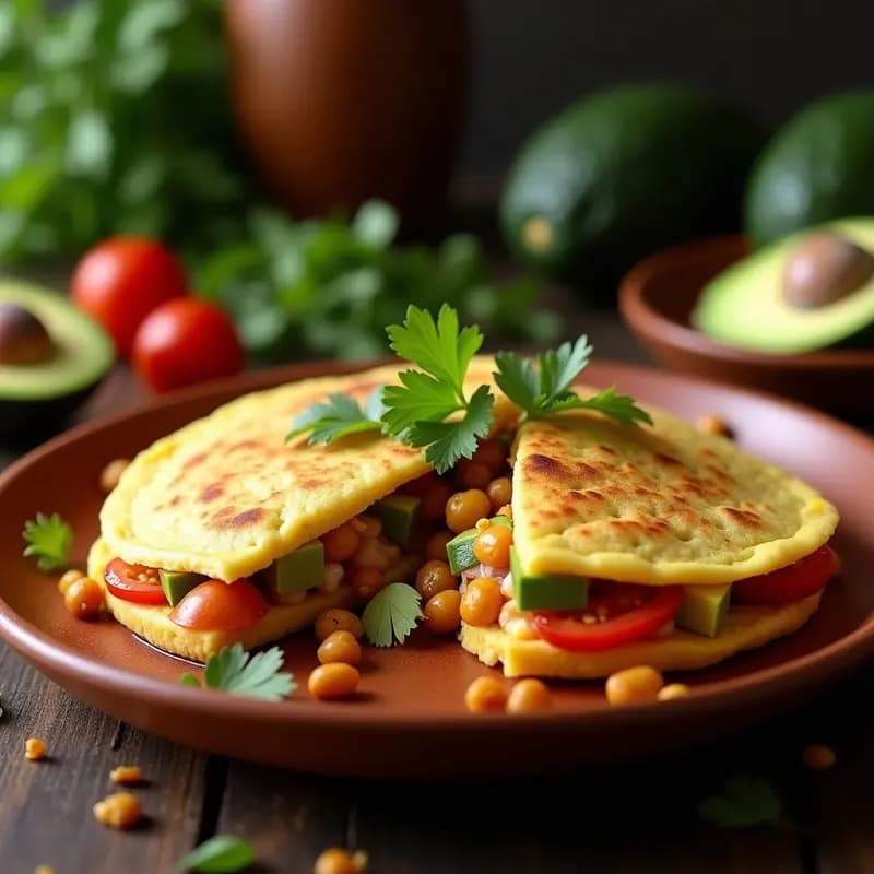 Arepa Venezolana de Maíz Blanco con Relleno de Aguacate y Garbanzos: Receta Sin Gluten