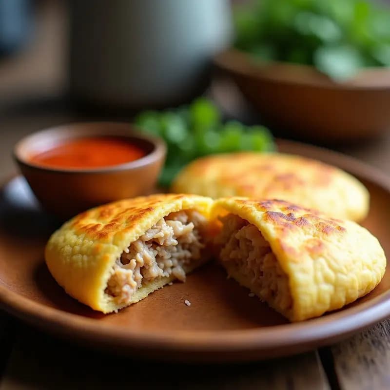 Arepa de Maíz Blanco Rellena de Carimañola: Receta Colombiana Fusion en Airfryer