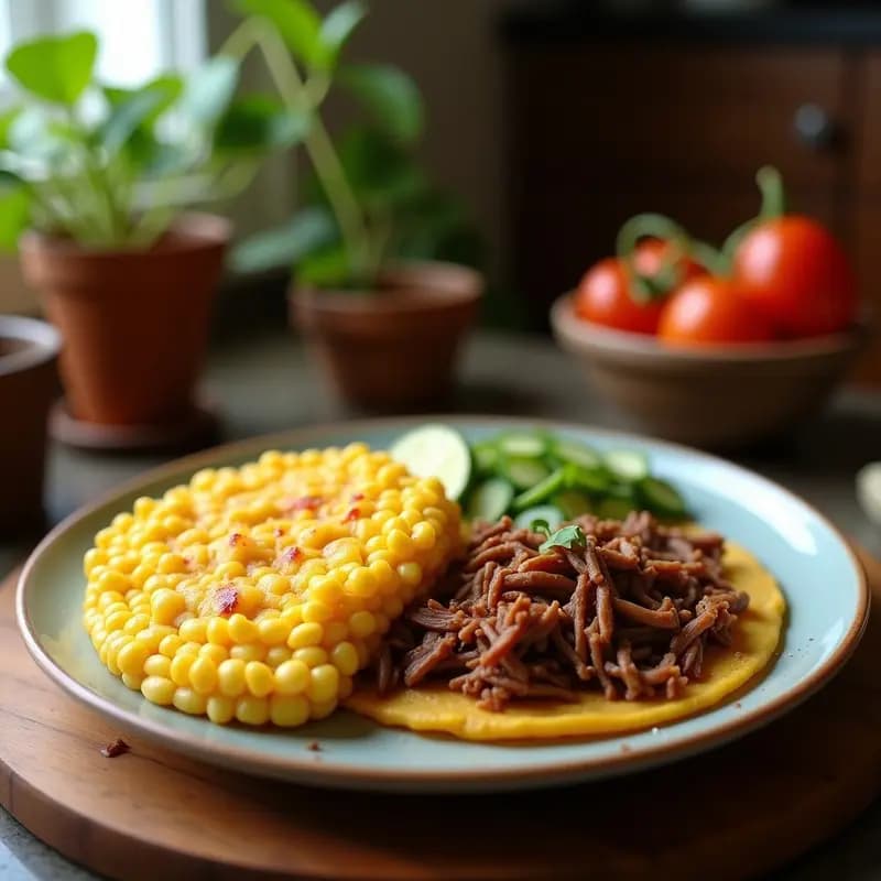 Arepa Venezolana de Maíz precocido con Carne Mechada: Receta Tradicional en 20 Minutos