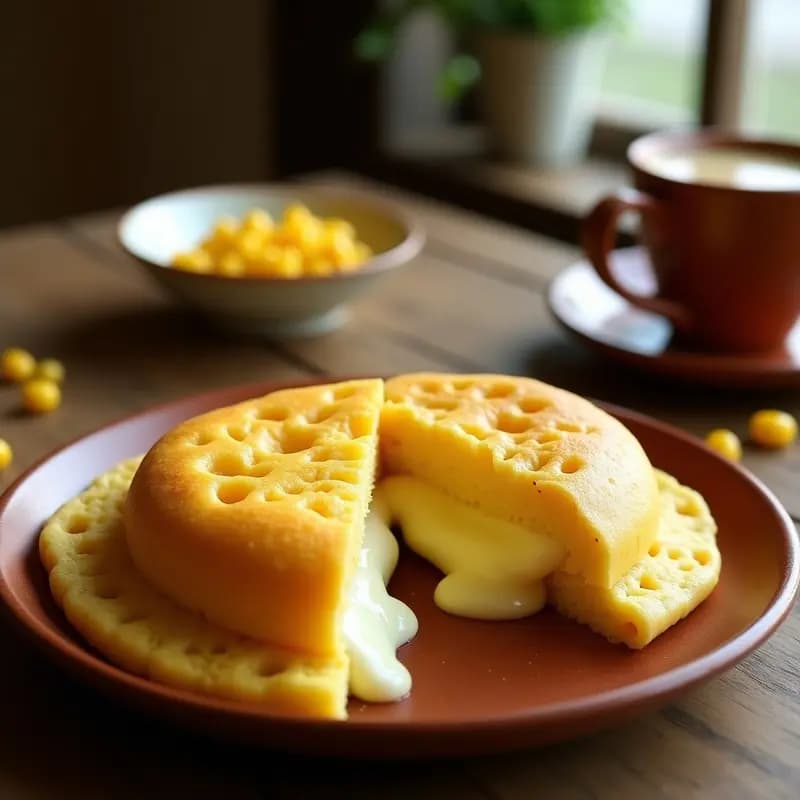Arepa Dominicana de Maíz Dulce: Desayuno Tradicional con Mantequilla y Queso