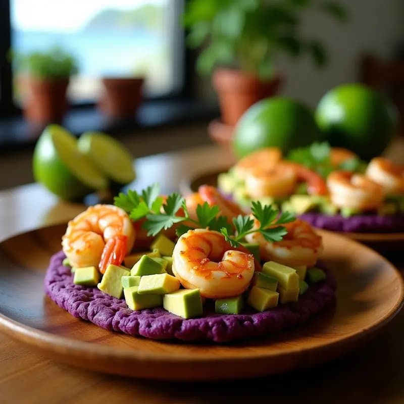 Arepa Dominicana de Maíz Morado: Receta Sin Gluten con Relleno de Aguacate y Camarones