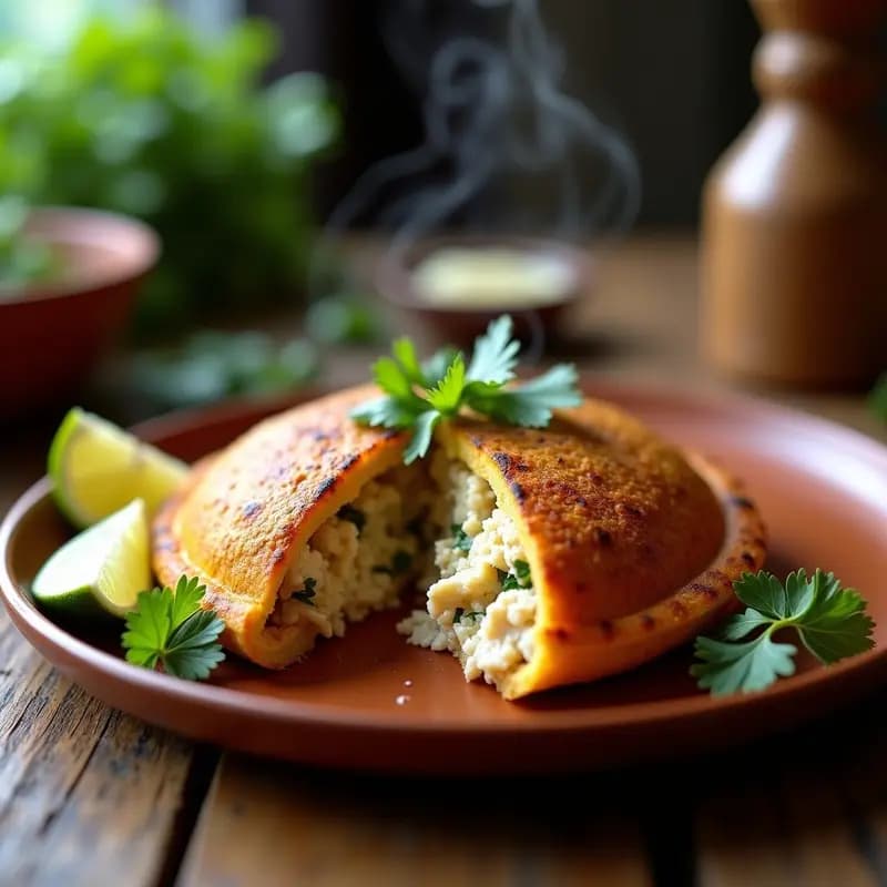 Arepa de Maíz Morado con Relleno de Pollo y Queso Fresco: Receta Colombiana Fusion