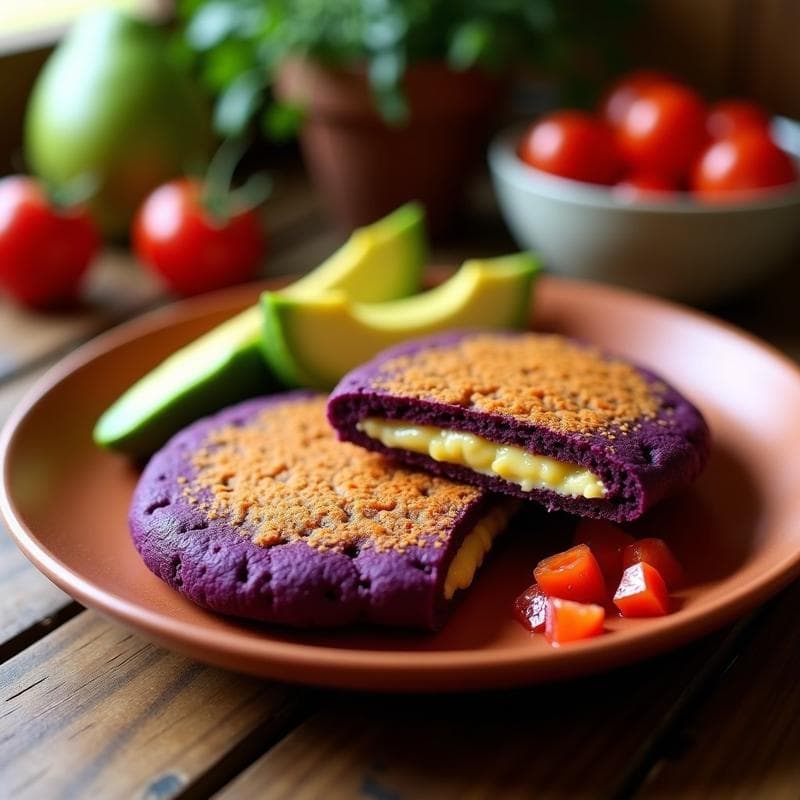 Arepa de Maíz Morado y Queso de Soja: Receta Vegana Colombiana en Airfryer