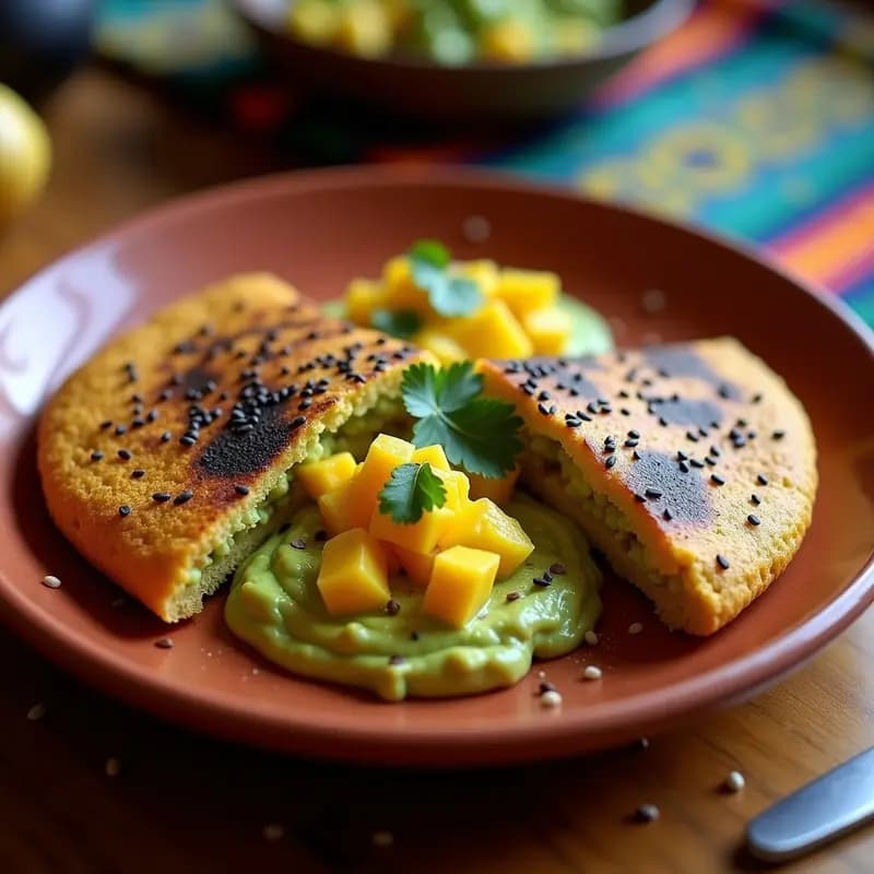 Arepa de Maíz Negro con Guacamole de Mango: Receta Colombiana Vegana y Sin Gluten