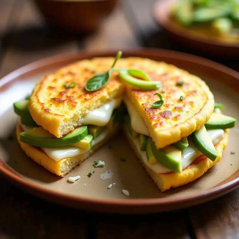 Arepa Venezuela de Maíz Amarillo Rellena de Queso Blanco y Aguacate: Receta en 15 Minutos
