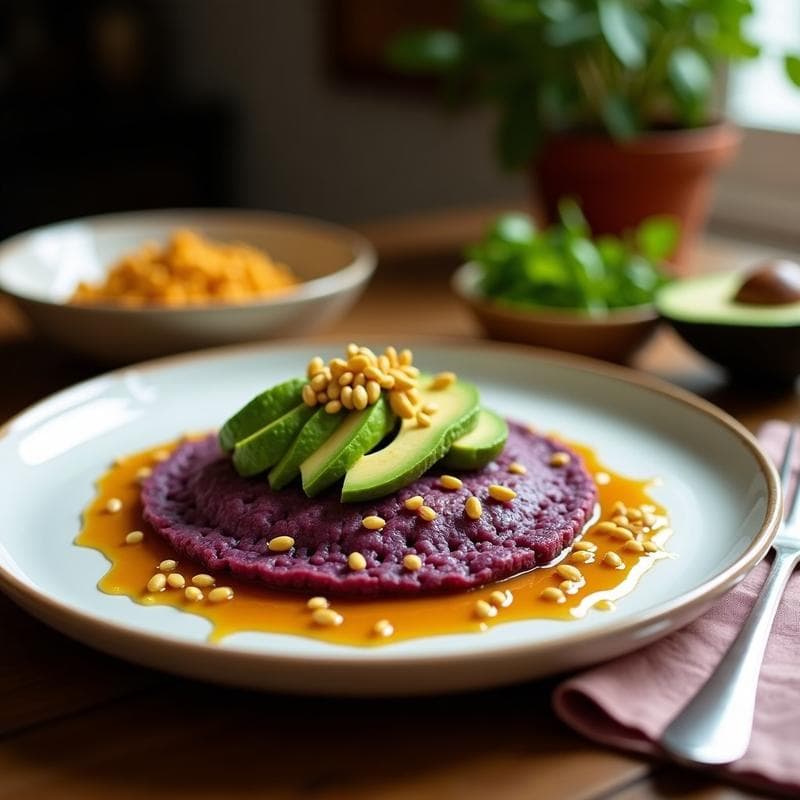 Arepa de Maíz Violeta con Aguacate y Semillas de Grano de Oro: Receta Colombiana Sin Gluten