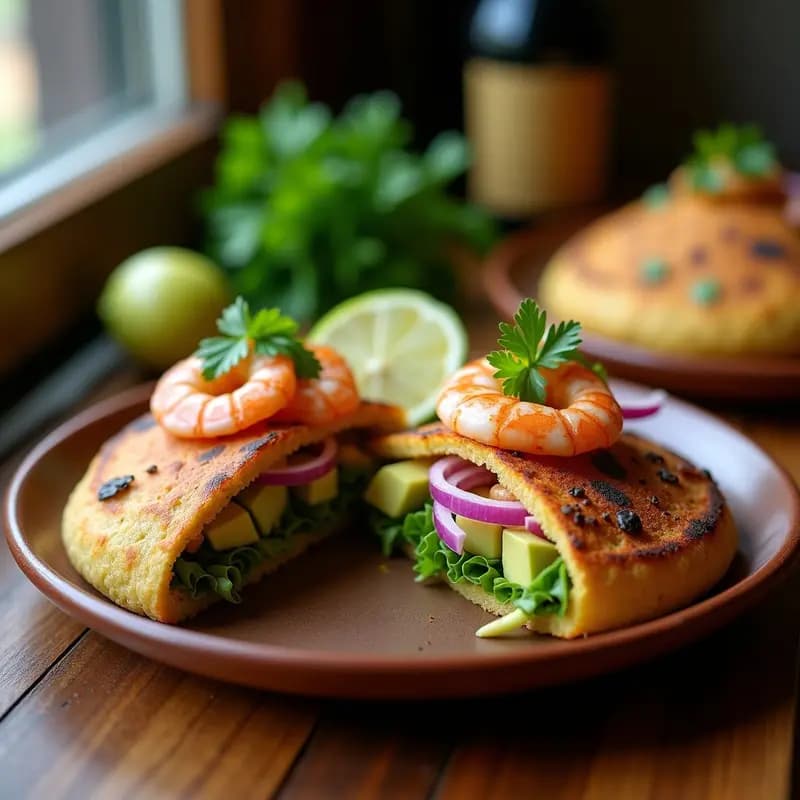 Arepa de Maíz Violetta Rellena de Aguacate y Camarones: Receta Colombiana en Airfryer