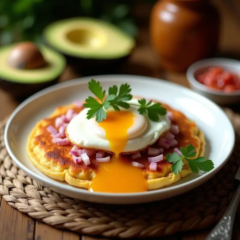 Arepa de Ñame y Carita con Huevo Poché: Desayuno Colombiano Sin Gluten