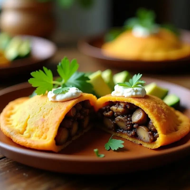 Arepa de Ñame Rellena de Carnaza de Champiñones: Receta Venezuelana Vegana y Crujiente