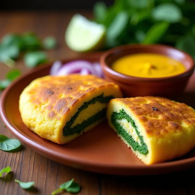 Arepa de Ñame y Espinacas con Salsa de Aji Amarillo: Receta Colombiana Vegana