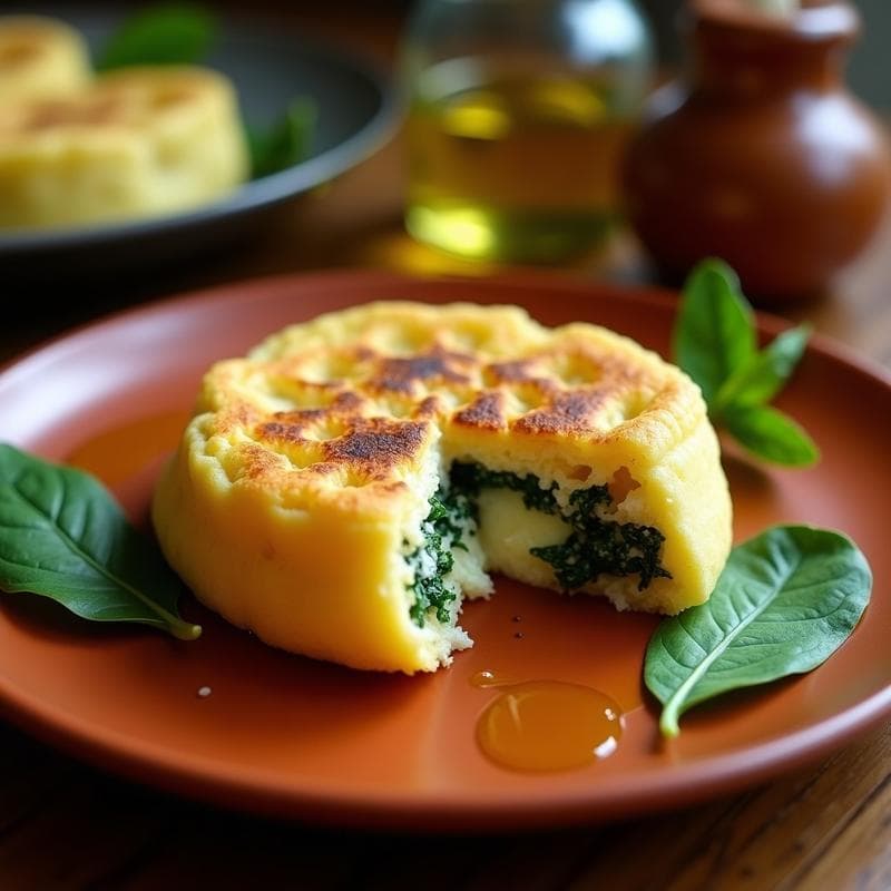 Arepa de Ñame y Espinacas con Relleno de Queso de Cabra: Receta Colombiana en Olla Exprés