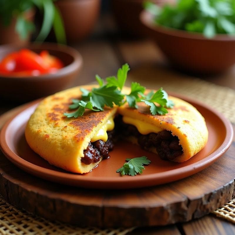 Arepa de Ñame con Relleno de Frijoles Negros y Queso Costeño: Receta Caribeña en Thermomix