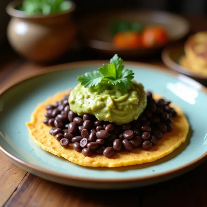 Arepa de Ñame Rellena de Guacamole y Frijoles Negros: Receta Colombiana Sin Gluten