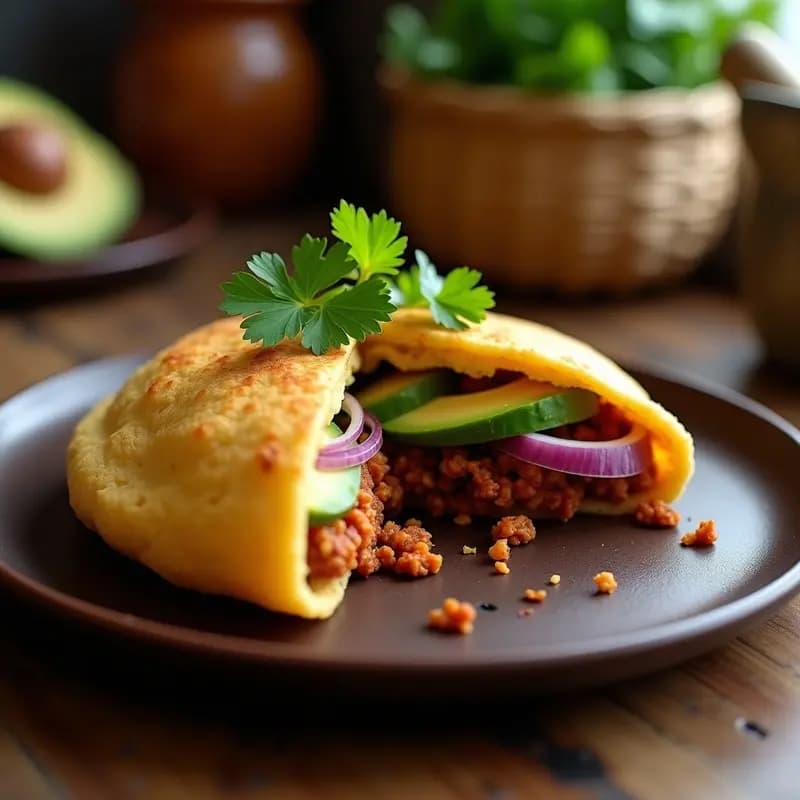 Arepa de Ñame Rellena de Longaniza Vegana y Aguacate: Receta Venezuelano-Colombiana Sin Gluten