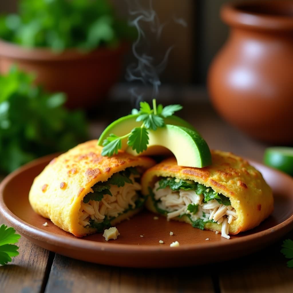 Arepa de Ñame Rellena de Pollito al Cilantro y Aguacate: Receta Venezolana Sin Gluten