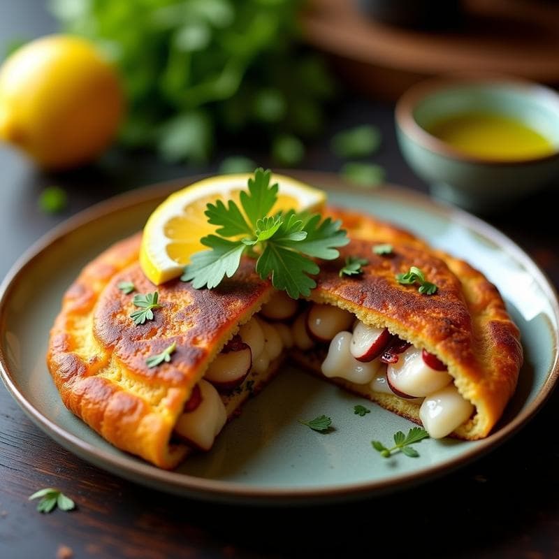 Arepa de Ñame rellena de Pulpo al Ajillo: Receta Colombiana Crujiente en Airfryer