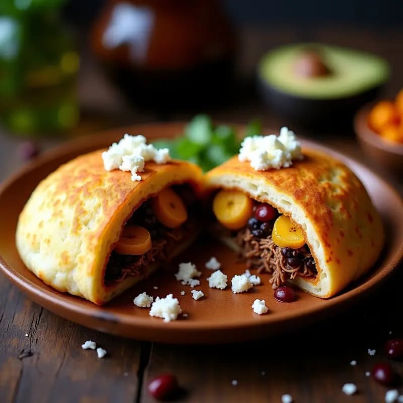 Arepa Venezolana Rellena de Pabellón Criollo: Sabores Tradicionales en una Sola Mordida