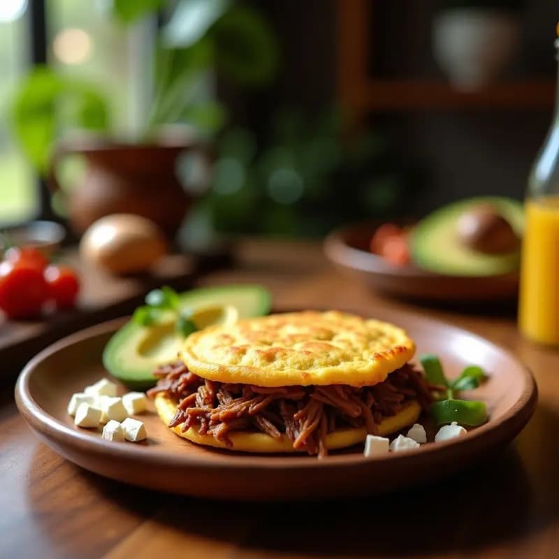 Arepa de Plátano Macho Rellena de Carne Mechada: Receta Venezolana Sin Harina
