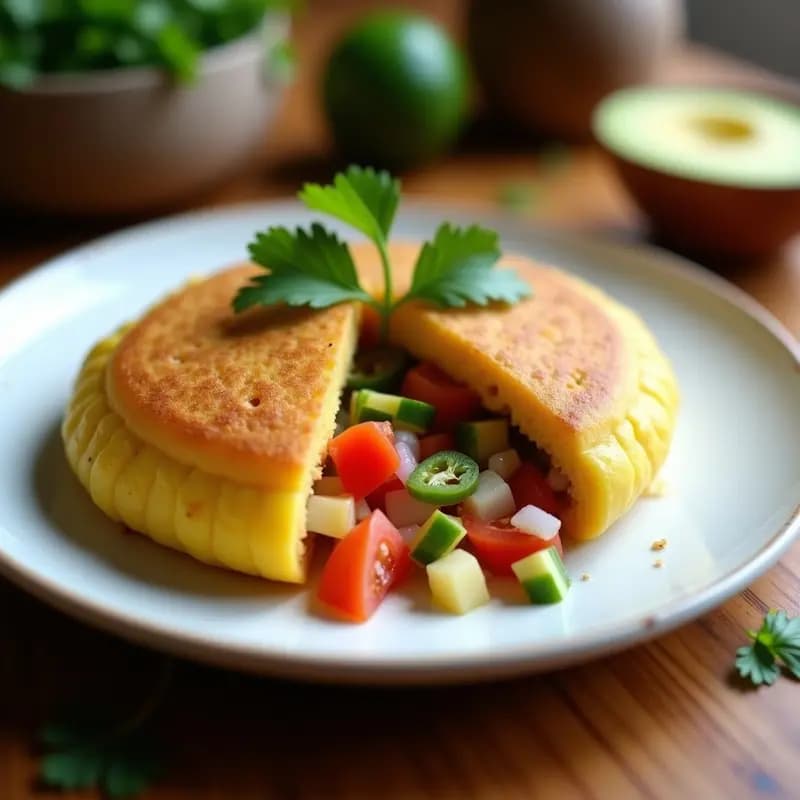 Arepa de Plátano Macho y Semillas de Chía con Relleno de Ceviche de Palmitos: Receta Colombiana Sin Harina