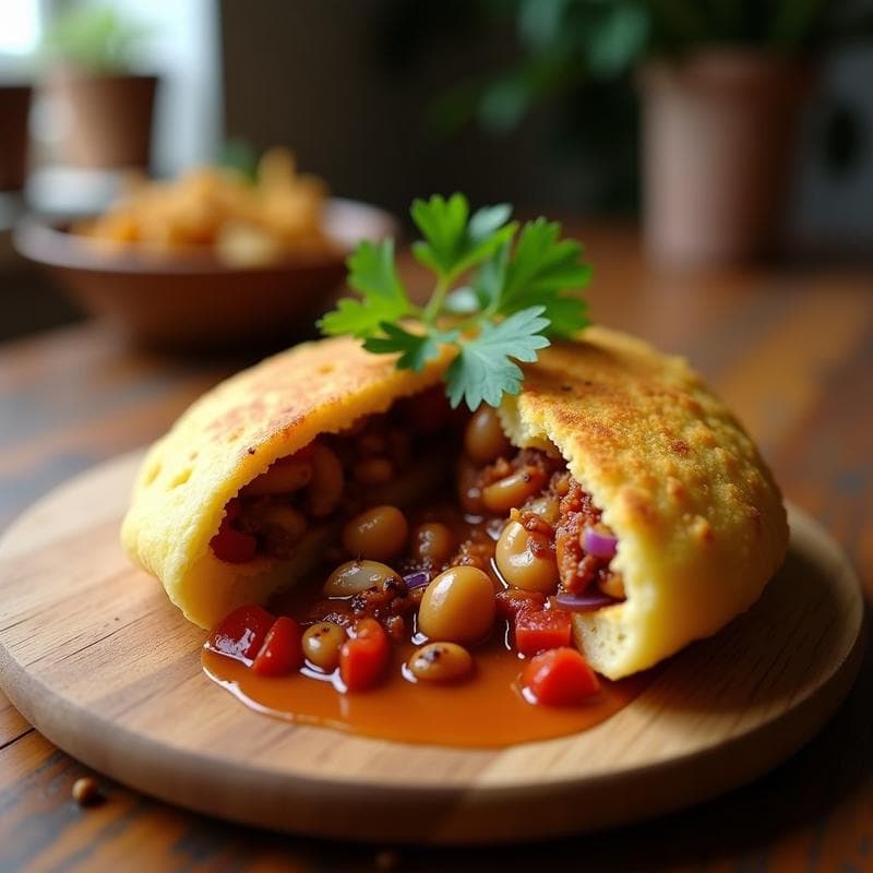 Arepa de Harina de Plátano Macho Rellena de Pulpo en Adobo: Receta Venzolana Keto sin Maíz