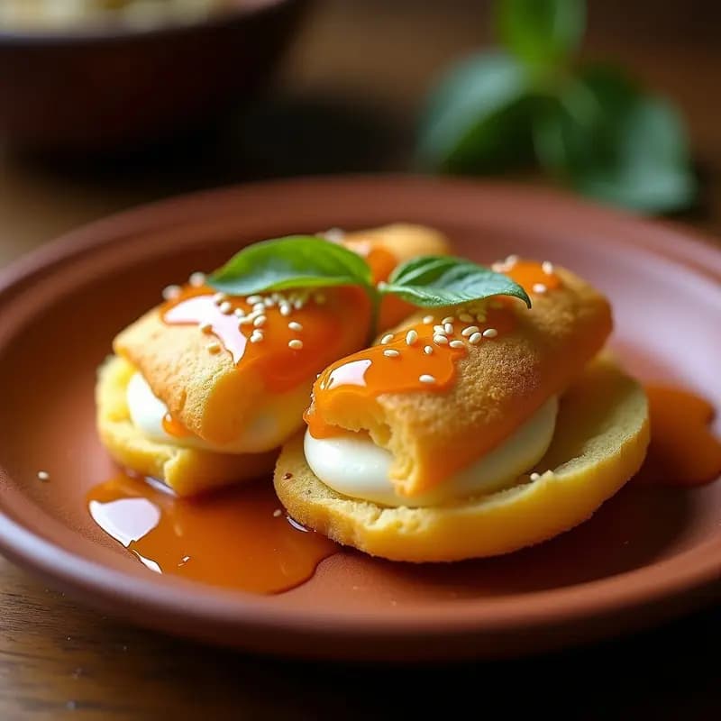 Arepa de Plátano Macho y Queso de cabra con Miel de Guayaba: Desayuno Colombiano-Venezolano