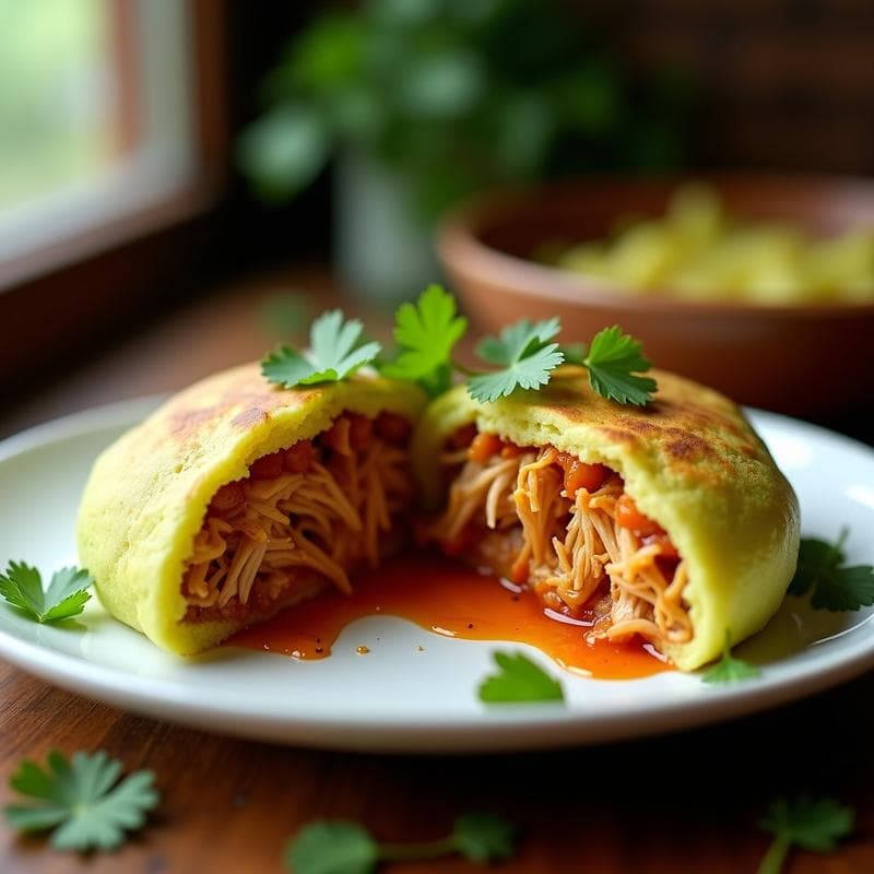 Arepa de Plátano Verde Rellena de Pollo al Ají: Receta Venezolana en Airfryer Sin Harina