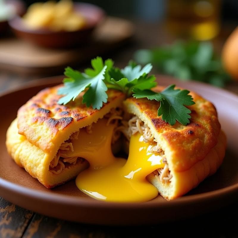 Arepa Rellena de Pollo al Mojo de Ajo y Queso Oaxaca: Receta Colombiana en Airfryer