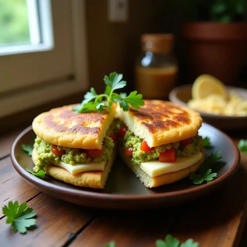 Arepa Colombiana Rellena de Queso de Almendras y Guacamole: Receta Sin Gluten y Alta en Grasas Saludables