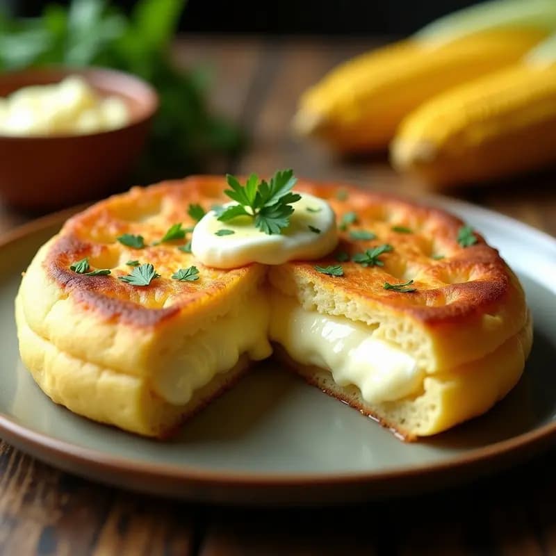 Arepa de Queso Blanco y Maíz Tierno con Mantequilla de Ajo: Receta Venezolana Tradicional