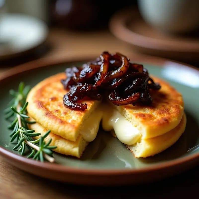 Arepa de Queso de Cabra y Cebolla Caramelizada: Desayuno Colombiano Gourmet