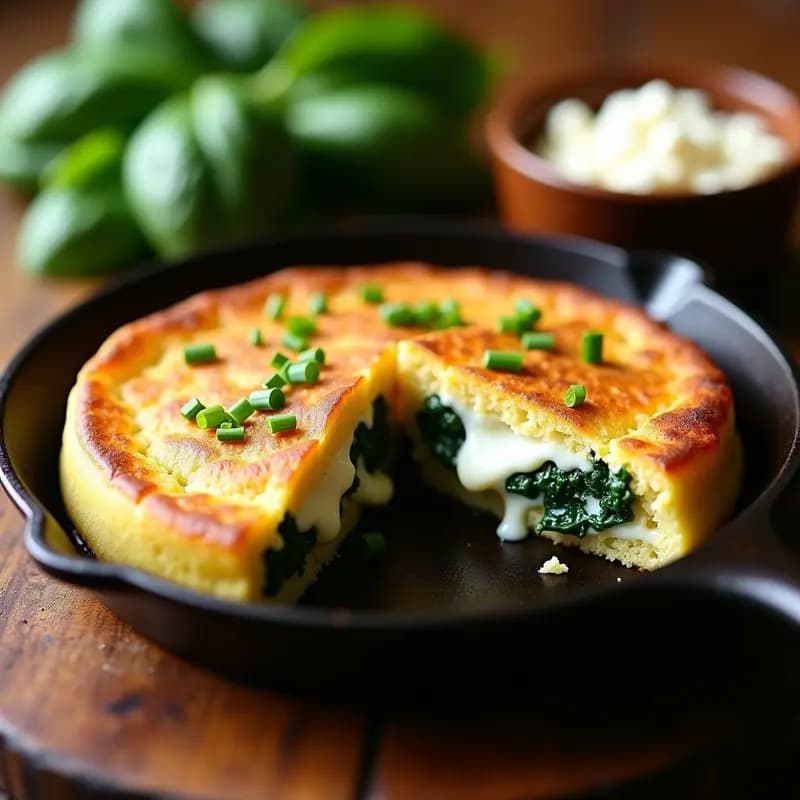Arepa Venezuela de Queso de Cabra y Espinacas: Receta Sin Gluten en Comal