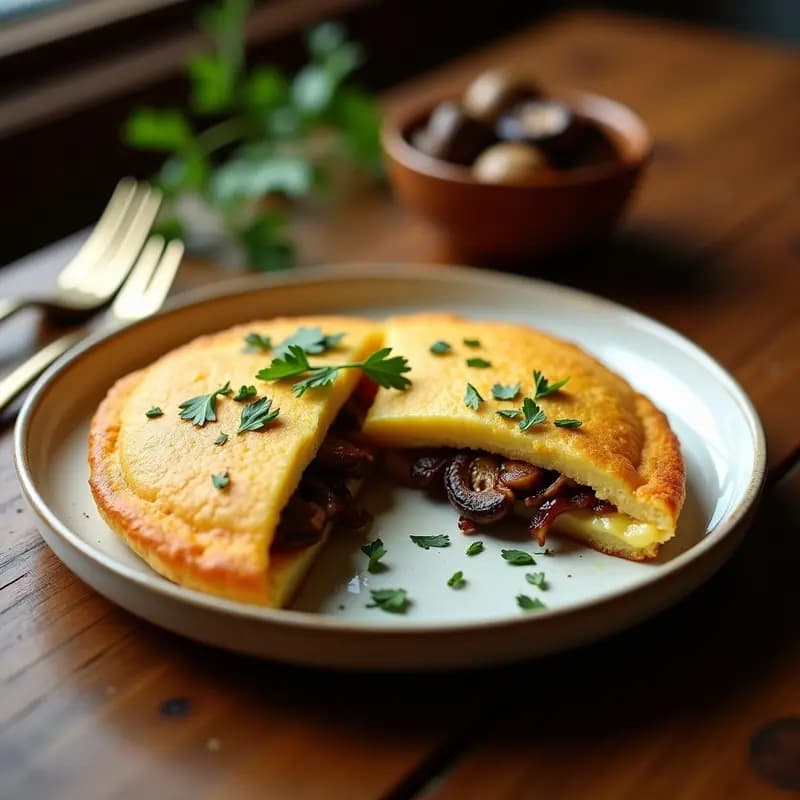 Arepa Rellena de Queso de Castaña y Hongos Portobello: Receta Venezolana Vegana en Airfryer