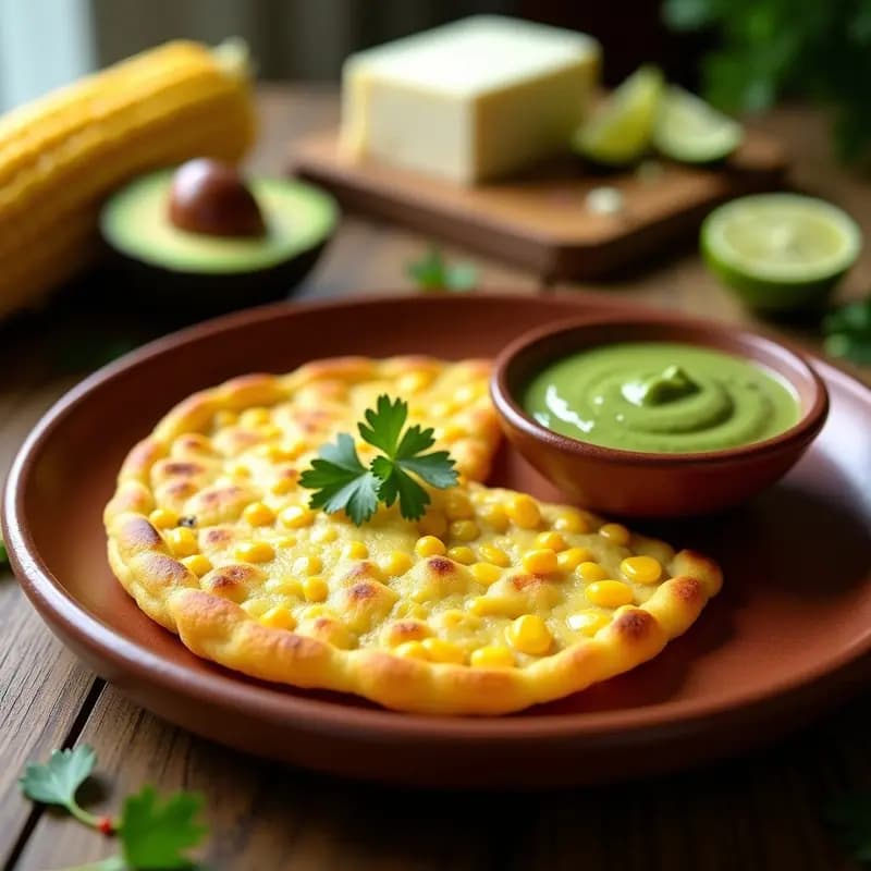 Arepa de Queso y Choclo con Guasacaca: Receta Venezolana Rápida y Sin Horno