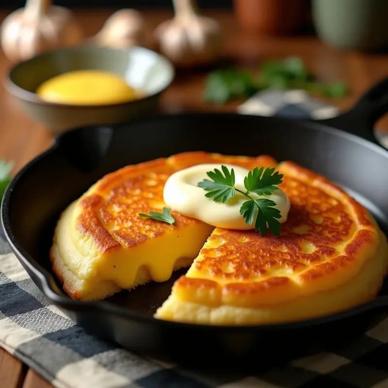 Arepa de Queso Guayanés con Mantequilla de Ajo: Receta Venezolana Crujiente en Sartén