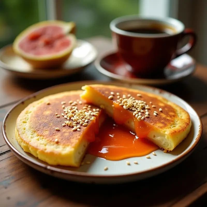 Arepa de Queso Guayanés con Mermelada de Guayaba: Desayuno o Merienda Venezolana